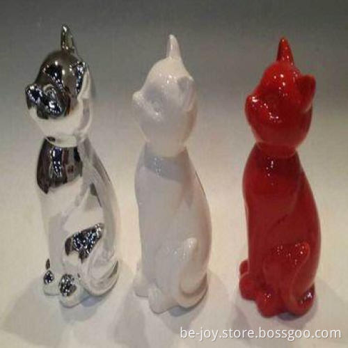 Cat ceramic crafts with ion plating and various colors and sizes, OEM orders are welcome